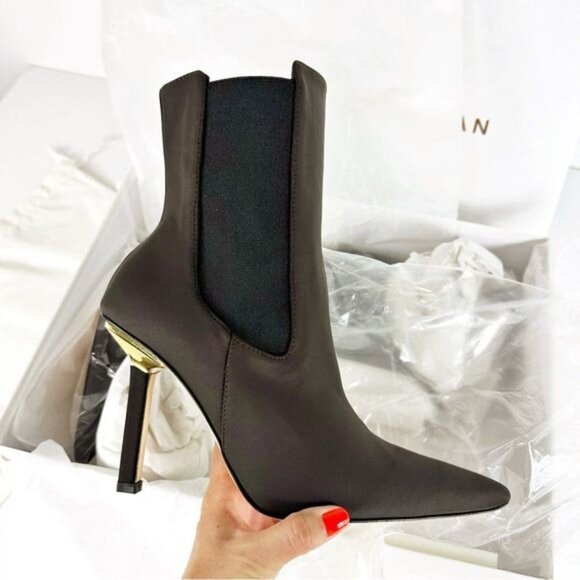 NEW Good American High Kickstand Neoprene Bootie Chocolate Brown Size 9 - Picture 4 of 14